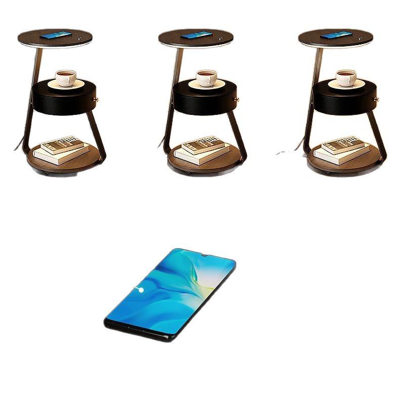 Wireless Charging Floor Lamp with Integrated Bedside Table - Creative Living Room and Bedroom Storage Solution
