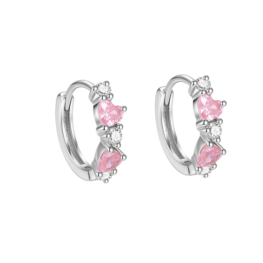 925 Sterling Silver Heart CZ Hoop Earrings for Women Dainty Gold Plated Zircon Huggie Hoops Hypoallergenic Cute Jewelry