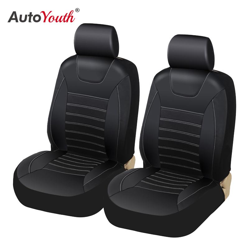 AUTOYOUTH Soft Luxury PU Leather Car Seat Covers Airbag Compatible Universal Fit for All Car SUV Truck Car Seat Protector