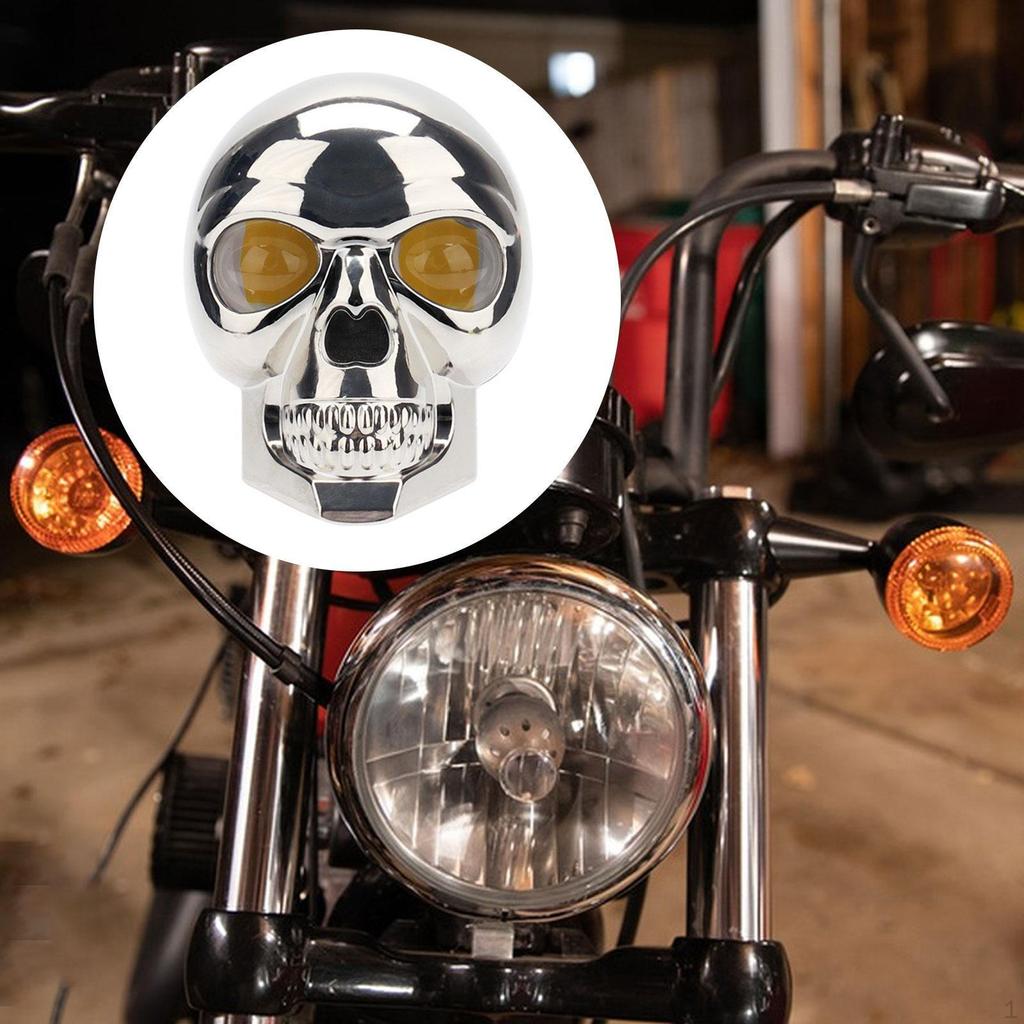 Motorcycle LED Skull Headlight Accessories Easy To Install Replace Driving Fog Light