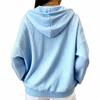 Sudadera con capucha de color para mujer, cuello en V, con botones