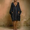 Spring and Summer Casual Fashion Imitation Cotton and Linen Batman Loose Women's Dress