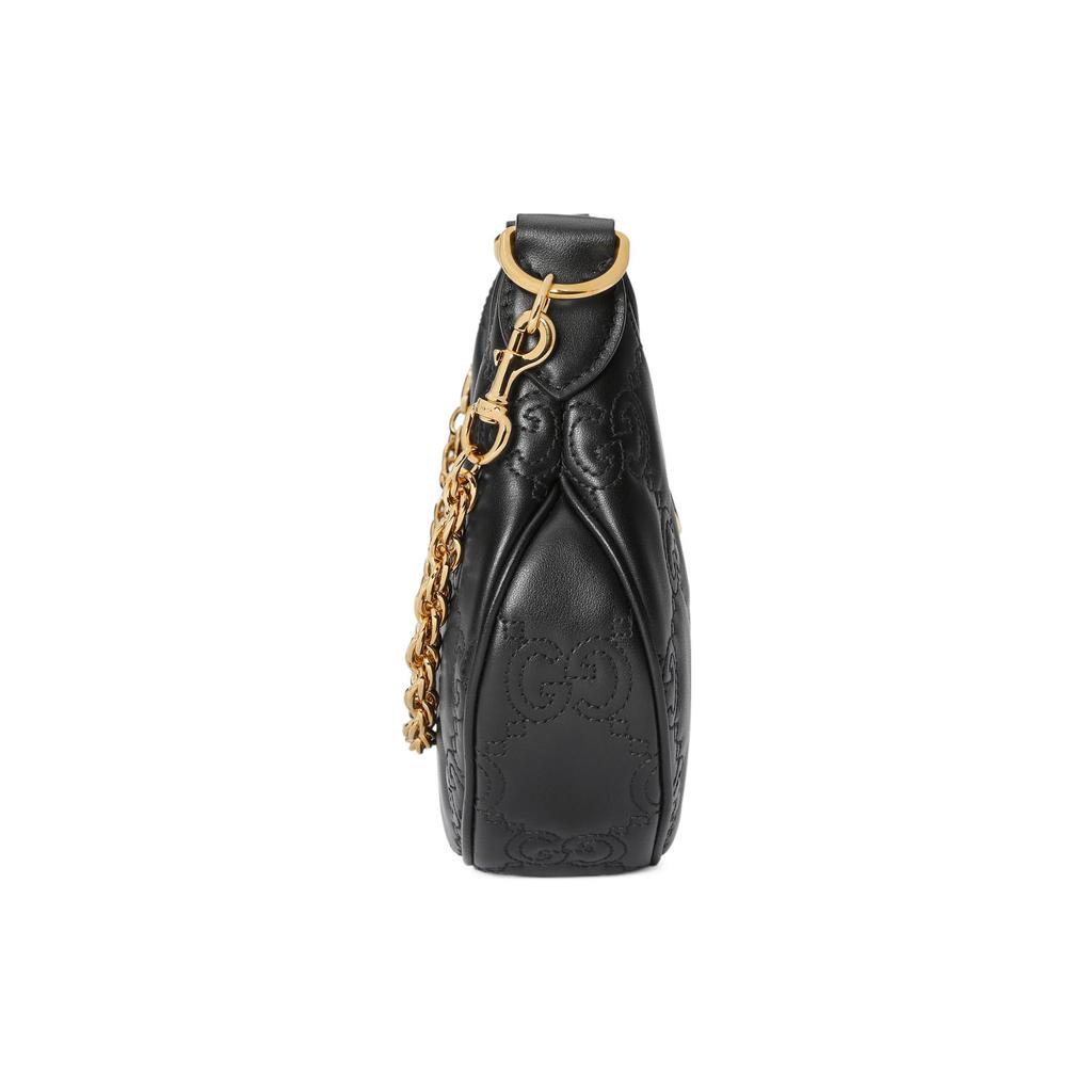 Gucci GG Matelassé Gold Logo Chain Canvas Backpack Leather Shoulder Bag Women Shoulder Bag Black 739736-UM8IG-1000