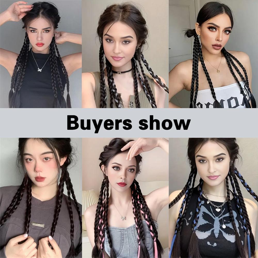 LISI HAIR 1PCS Synthetic Long Straight Braided Ponytail Extensions Elastic Hair Band Hairpieces For Women Cosplay Party Wear