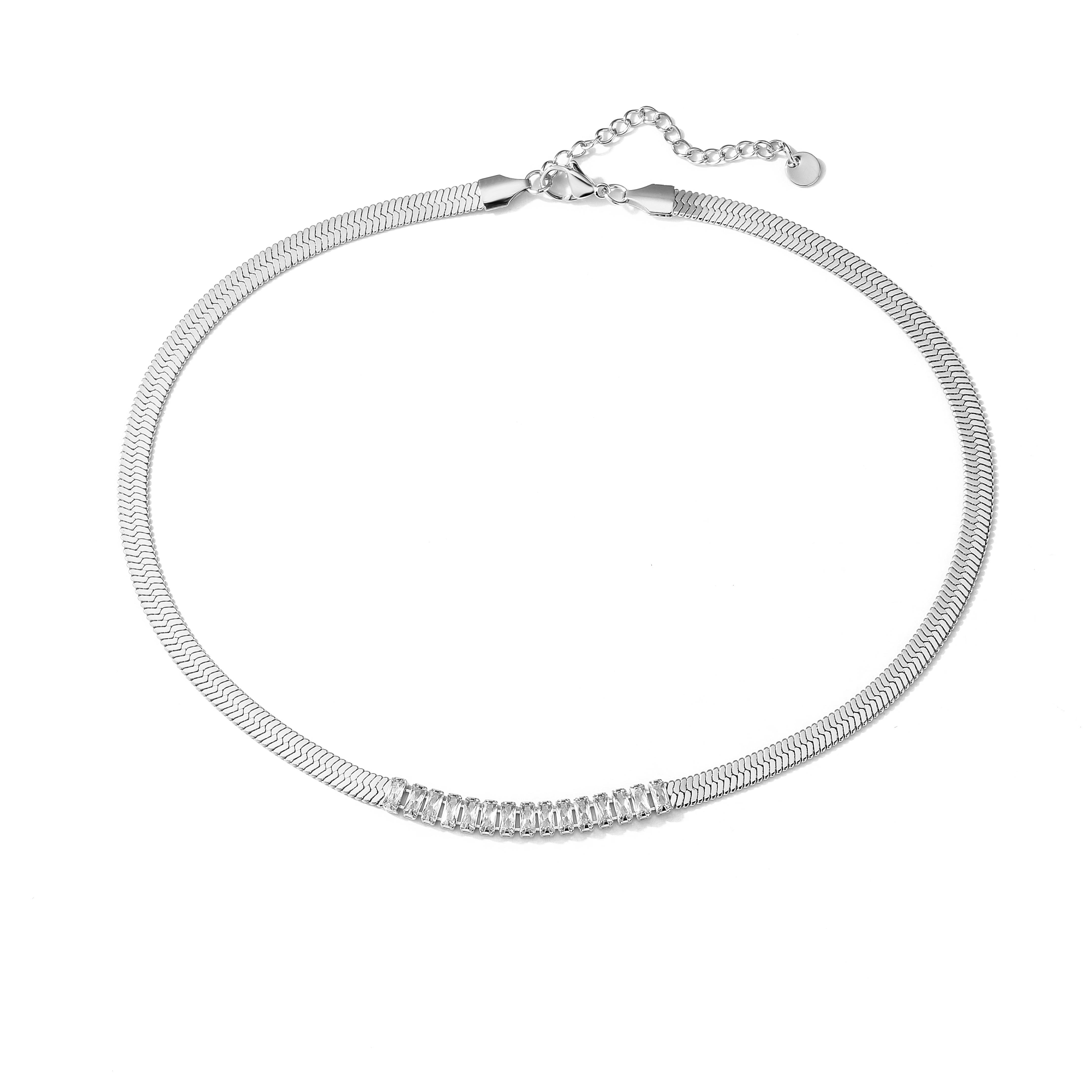 HECHENG,New 18k Gold Plated Chain Necklace for Women with Cubic Zircon,Rainbow CZ Snake Necklace Choker Zircon медный/белый