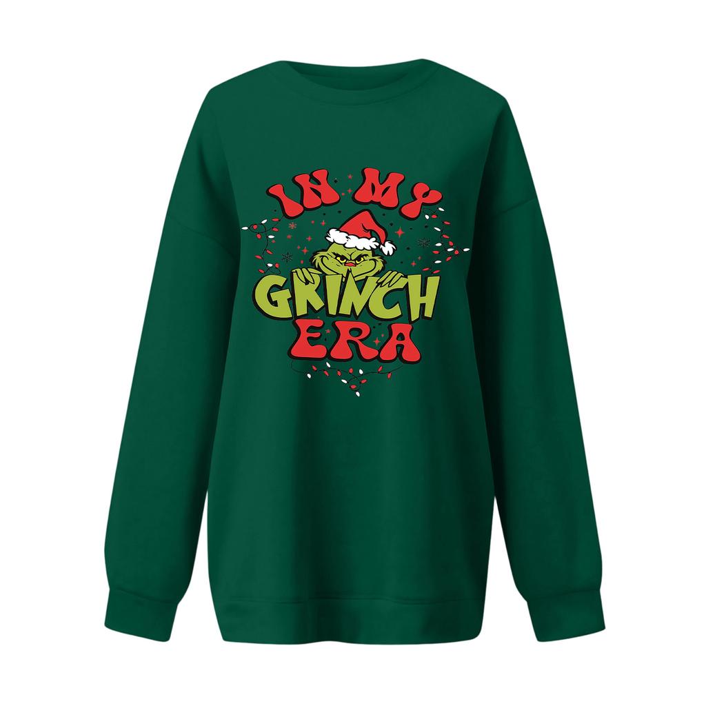 Women's Casual Fashion Long Sleeve Christmas Printed Round Neck Sweatshirt Top