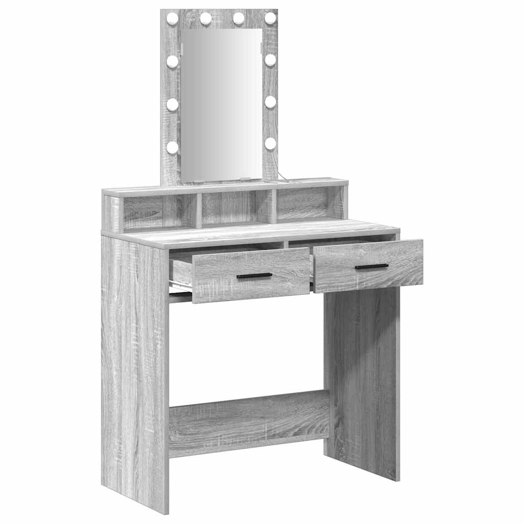 Makeup Table with Drawers Gray 79 x 41 x 140 cm Particleboard