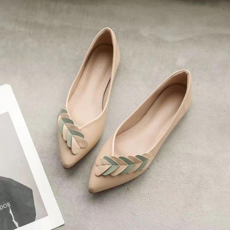 

Single shoes women s flat bottom new autumn pointed four-season shoes versatile Doudou shoes soft sole comfortable and not tired feet women s shoes 40 абрикосовый