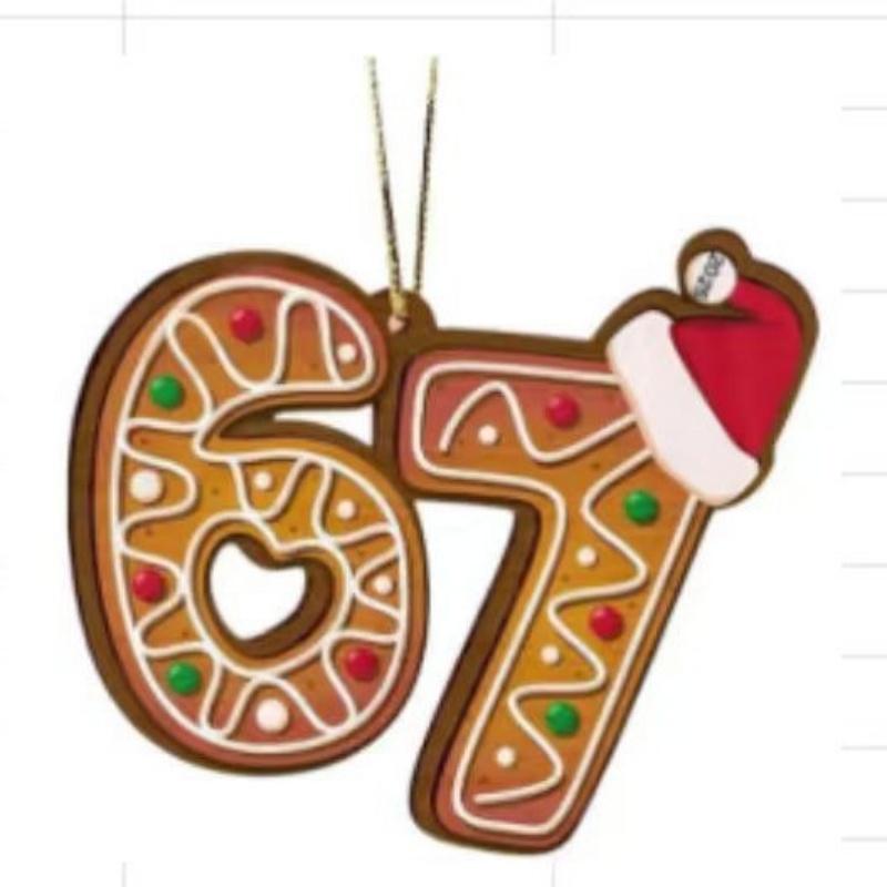 2D Six Seven Tree Ornament 6 7 Stuff for Xmas Hol 67 Funny Christmas Ornaments 2025, 67 Meme Santa Ornaments for Christmas Tree, 2D