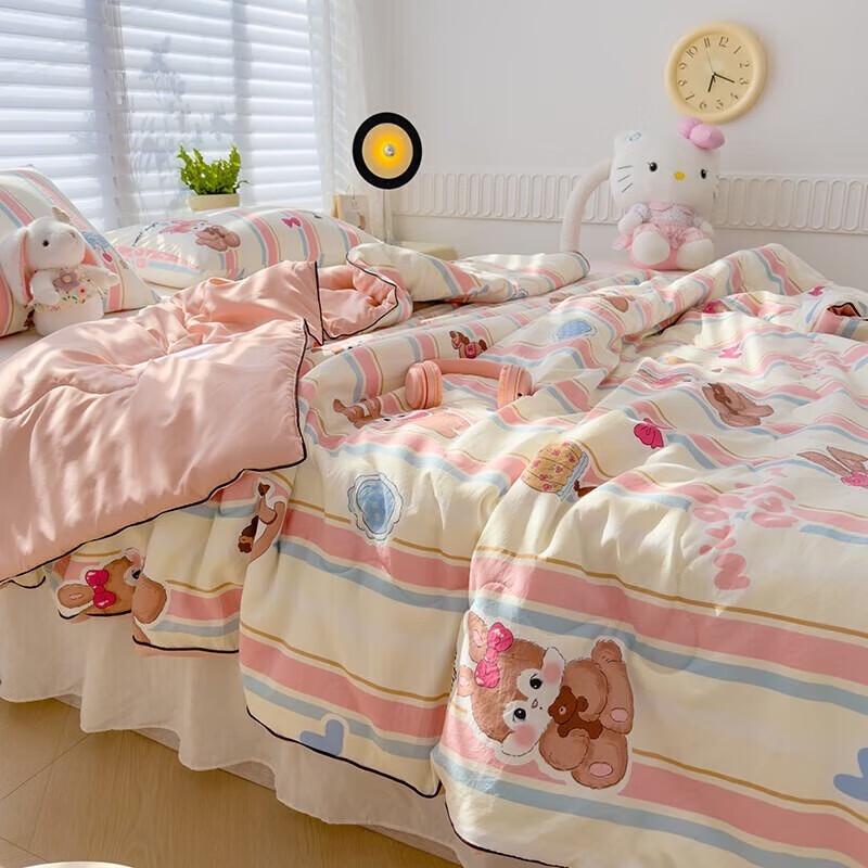 NanjiRen Klasse A Doppellagige Knittergaze Sommerdecke mit Hasenmuster