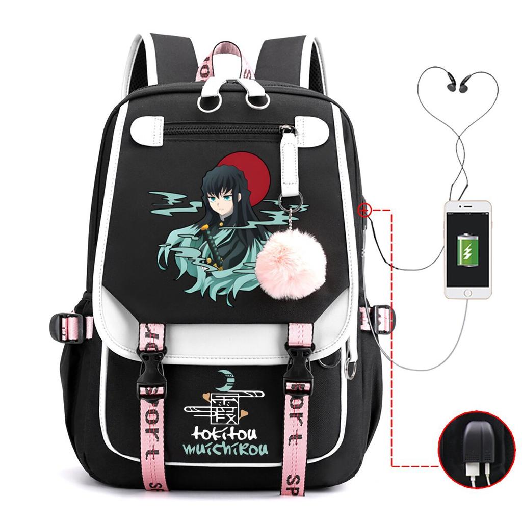 Anime Peripheral Backpack College Wind Junior High School Student High School Student with USB Multifunctional Student School Bag