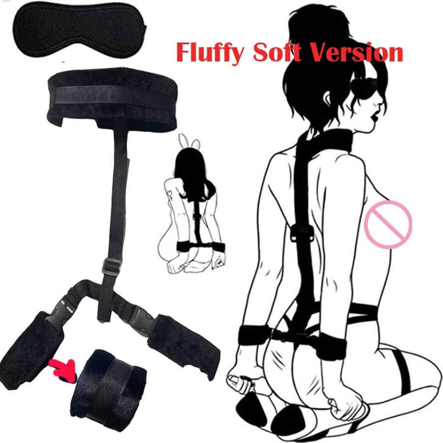 Handcuff Eye Blindfold Sex Restraint Handcuffs  Adult Game Sextoy SM Slave Backhandcuff Bandage Couple Bed Game Sex Toys