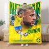 Neymar Jr Pokalfeier bedruckte Flanell-atmungsaktive und warme Decke, ein stilvolles Wohngeschenk, geeignet für Zuhause, Büro und als Tagesdecke. 15a137