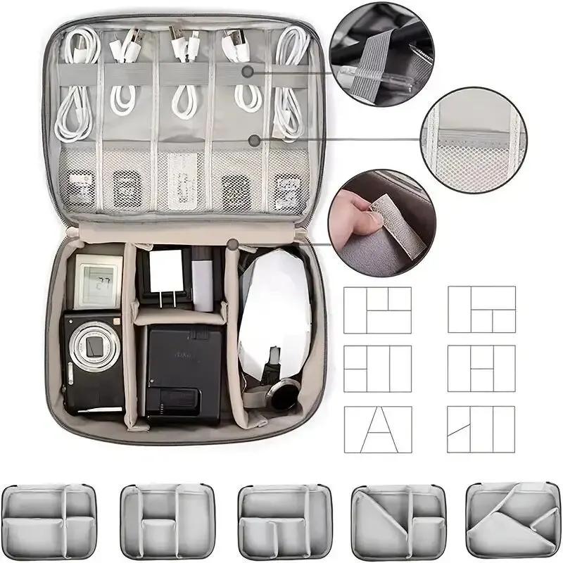 Cable storage bag waterproof digital electronic organizer portable USB data line charger plug storage bag travel cable organizer
