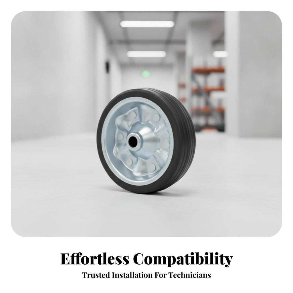 Replacement Wheel with Metal Hub | Round Treaded Profile, Steel Core,