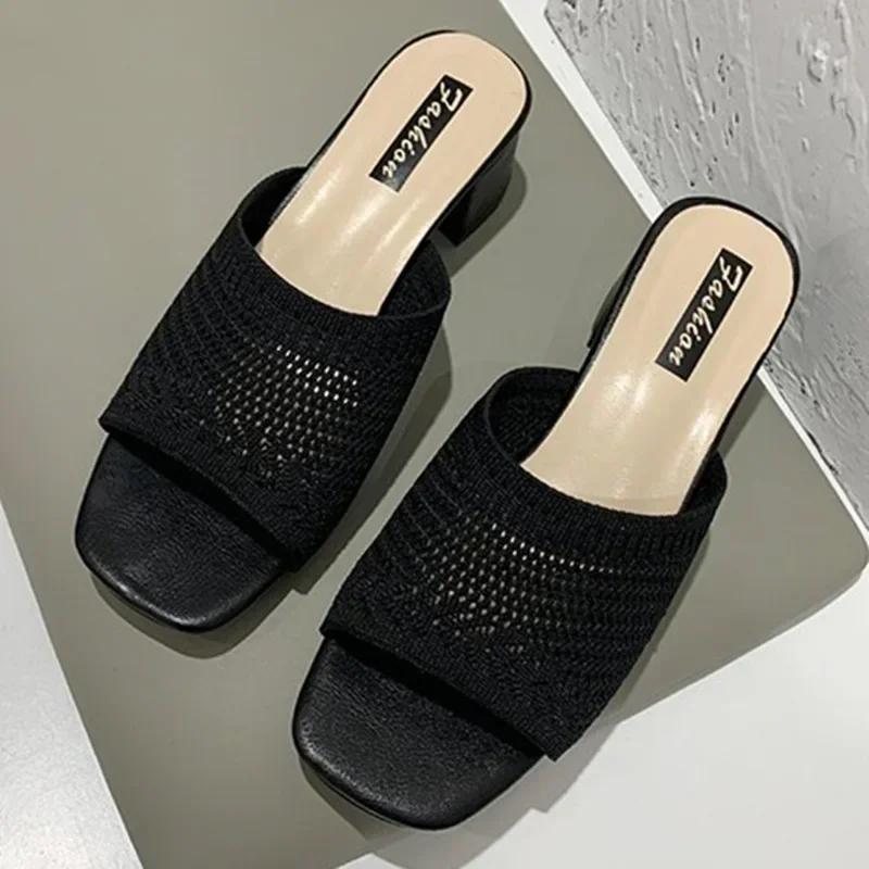 Fashion Women Slippers Closed Toe Comfort Slippers Women Fashion Outdoor Sandals Women Medium Heel Slippers