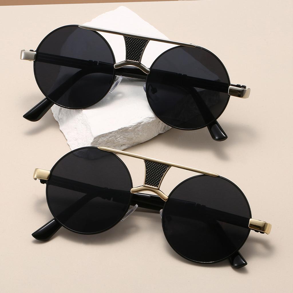 Vintage Round Sunglasses Men Retro Fashion Double Bridge Casual Shades Women Trendy Luxury Brand Design Decor Sun Glasses