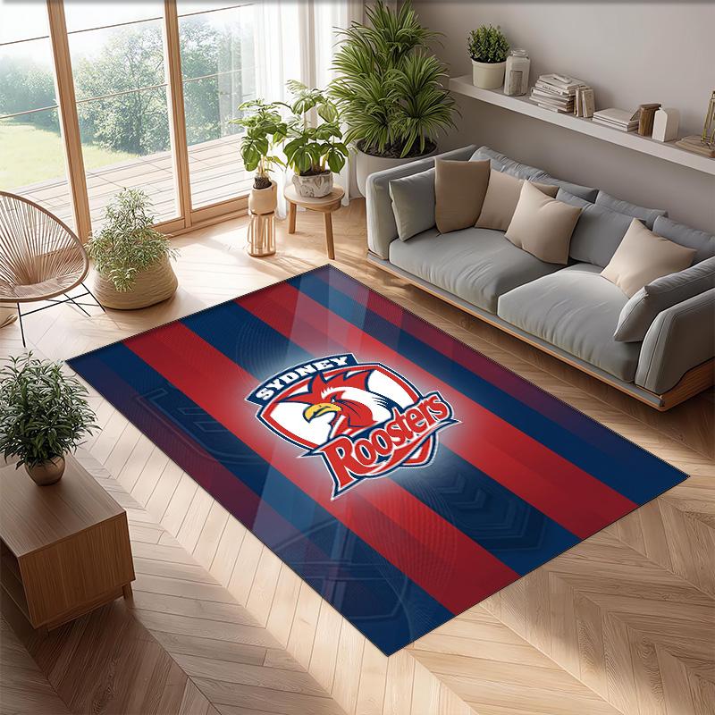 Sydney Roosters Crystal Velvet Carpet Soft Anti?Slip Floor Mat Comfortable Home Living Room Bedroom Decor Rug
