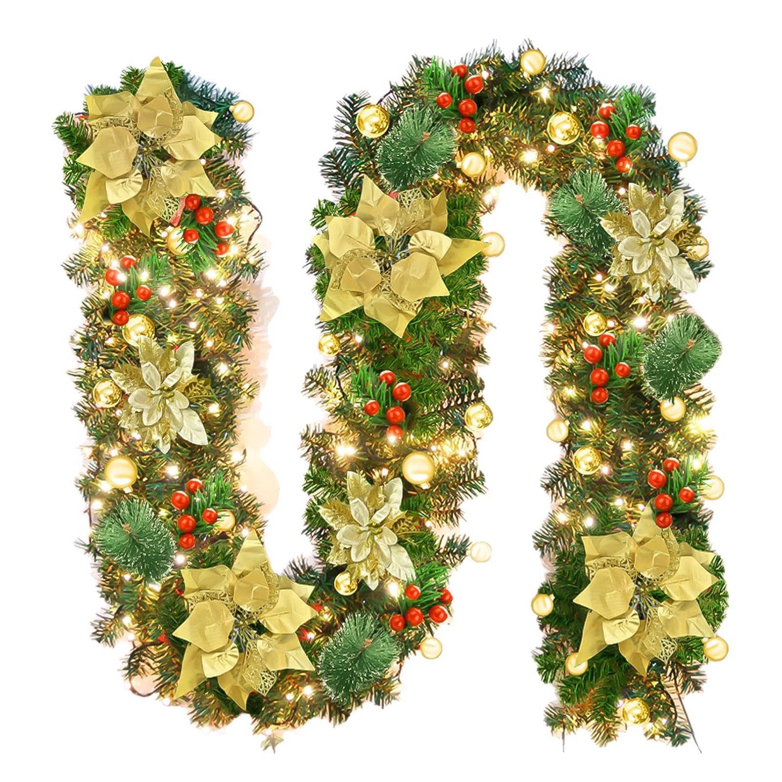 

1.8/2.7M Holiday Decoration Rattan Xmas Garland Red Berrys Branches Stylish DIY Wreath Party Decoration For Home Wall Door 1.8m