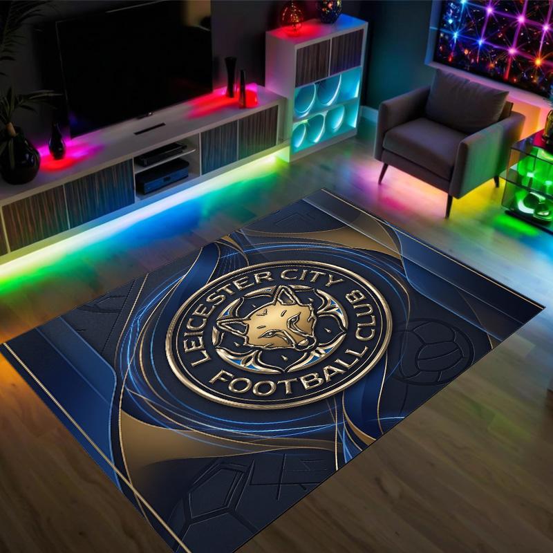 Leicester City Football Design Crystal Velvet Carpet Cozy Non?Slip Printed Rug For Bedroom Living Room Entrance