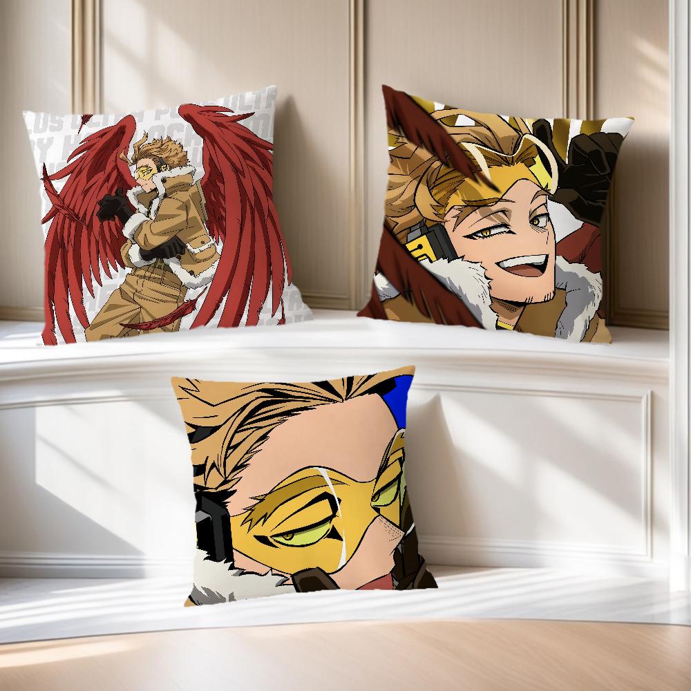 Comic Hot Fanart Anime H-hawks Mha Chibi Cushion Cover Soft Pillow Case for Sofa Living Room Home Office Decor Protective Covers