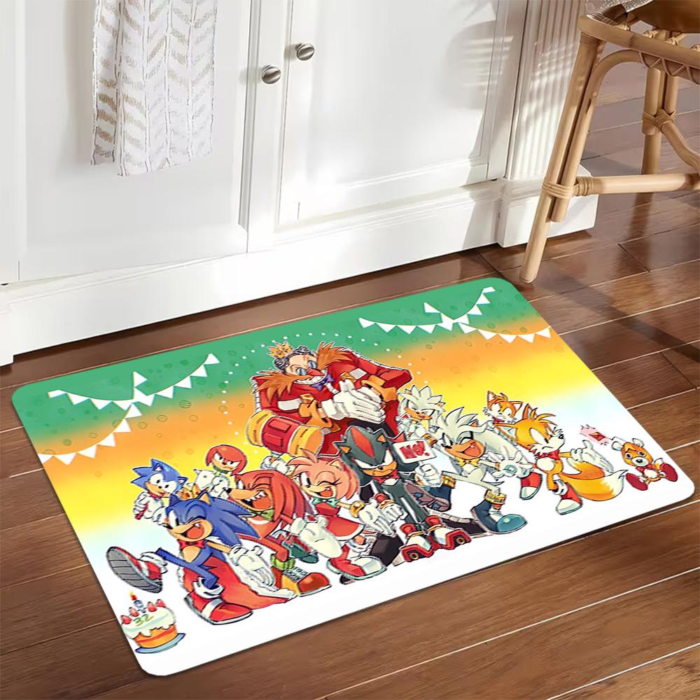 Sonic The Hedgehog Figures Set Decoration,Carpet,Living Room,Bedroom, Non-slip,Square rug