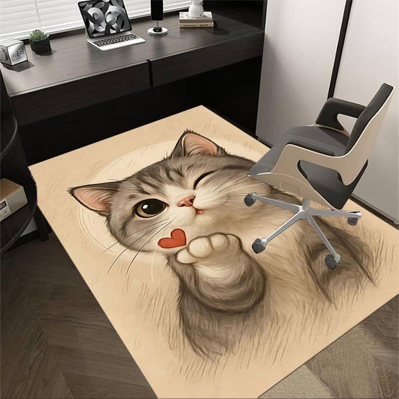 1PC cat love Non-Slip Floor Carpet Compatible for Office&Living Room&Bedroom&Dining room - Flat-Weave Machine-W307