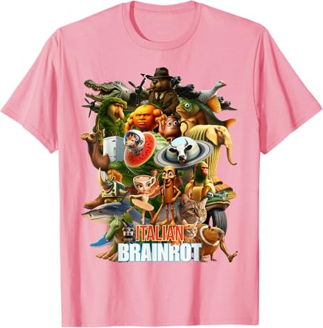 Italian Brainrot Viral Meme Collage Gen Z TShirt Y2k Bootleg Mashups Graphic Outfit AI Creatures Art Aesthetic Clothes Novelty
