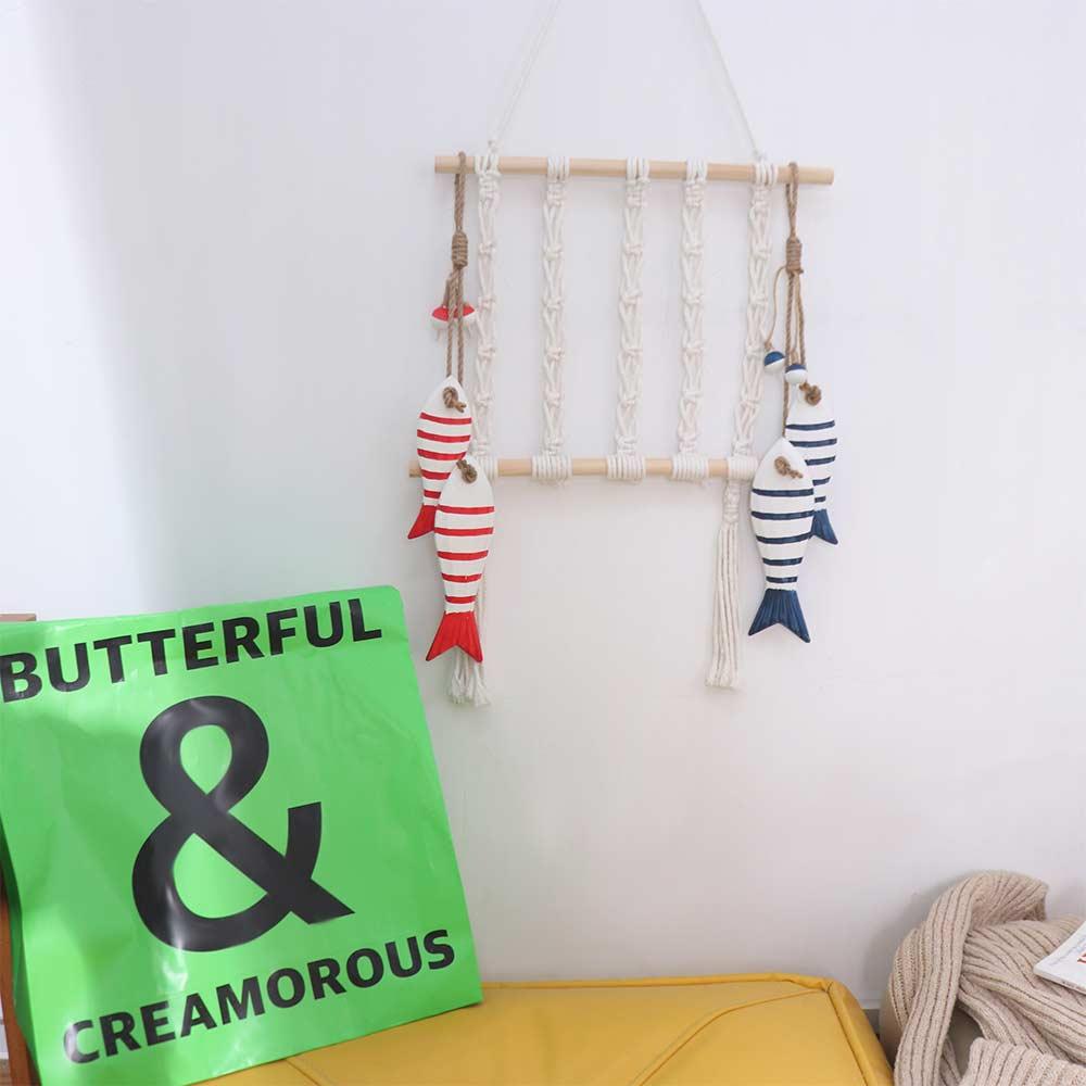 Ozean-Serie Mediterraner Holzfisch-Anhänger Rustikaler Strand-Wandschmuck Restaurant Zuhause