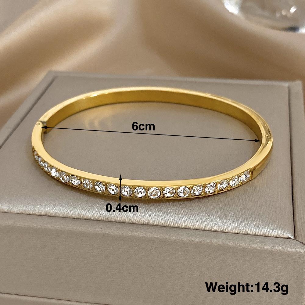 Greatera Trendy Gold Plated 316L Stainless Steel Bangles Bracelets for Women Delicate Cubic Zirconia Bracelet Party Jewelry