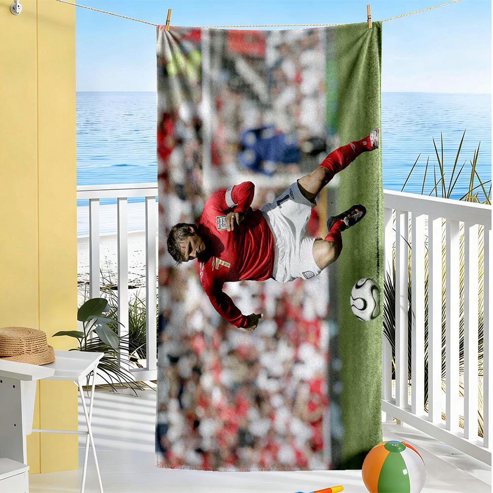 Football Player Action Beach Towel High Absorbency & Quick-Dry Comfortable Lightweight Suitable for Swimming, Gym, Camping, Yoga Vacation