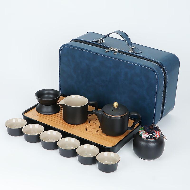 Kung Fu Tea Set with Ceramic Teapot & Tray