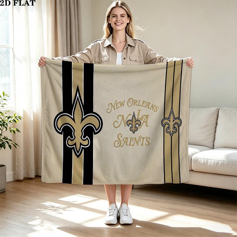 New Orleans Saints Logo Print Flannel Blanket High Quality Warm Comfortable Cover for All Seasons Perfect for Gifts Home Decor