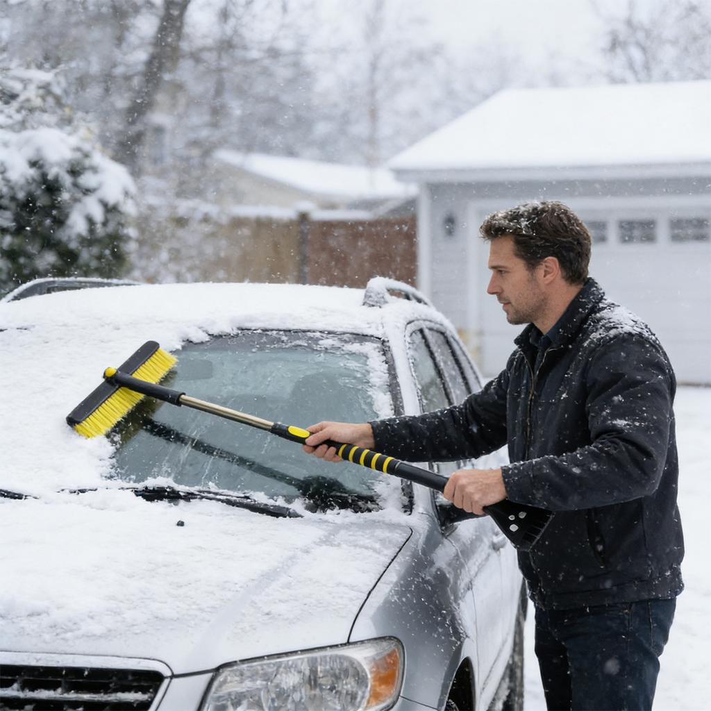 Snow Brush For Car Ice Scraper, Adjustable Extendable Winter Scraper With Ice Brush & Comfort Foam Grip For SUV Truck Windshield Snow Removal ,Yellow,