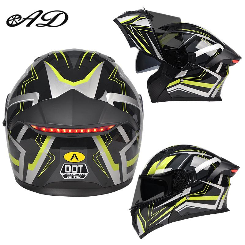 DOT Certified Unisex Flip-up Motorcycle Helmet: Stylish, All-Season Safety Taillight Design