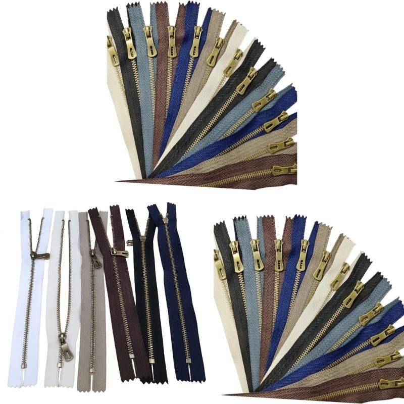 12Pcs Heavy Duty Metal Zippers for Sewing Craft Tailoring Closed-end Zips Fastener Sewing Zippers for Clothing Repair