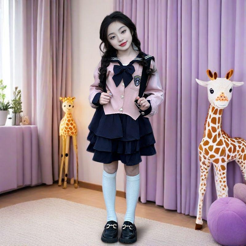 Girls' Academy Style Skirt Set - Spring/Autumn 2025, Princess Style Outfit for Middle & Large Children