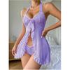 Lace V-Neck Babydoll Chemise Set Women Sexy Lingerie In Black White Red Pink Navy Lavender S M L XL XXL