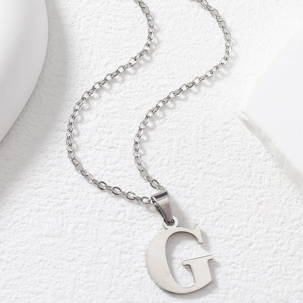 Polished Stainless Steel Alphabet Necklace - Women's Daily Wear Clavicle Chain