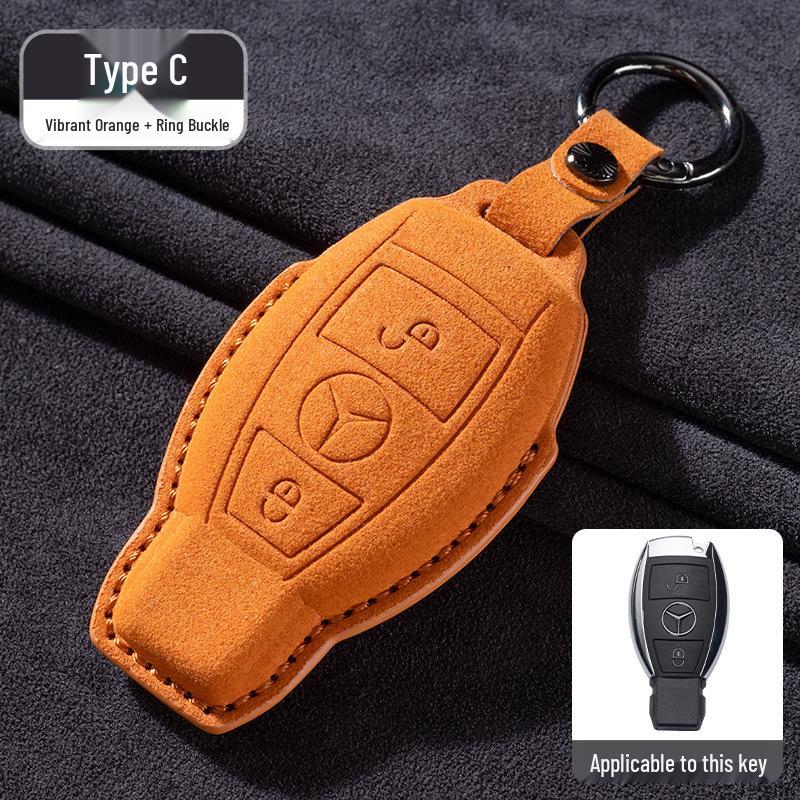 Mercedes-Benz E300L/GLC260/E260L Key Cover with Full Suede and Buckle - Men's Interior Decoration