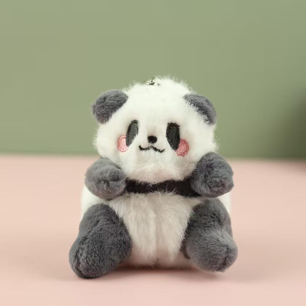 

Мягкие игрушки Панда Пушистый Брелок Сидящая Счастливая Панда Брелки Маленькая Плюшевая Кукла Панда Шарм для Сумки серый