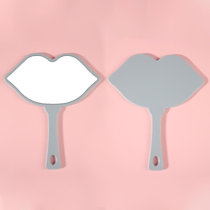 HD Lip Makeup Mirror with Plastic Handle, Vanity Mirror with DIY Option