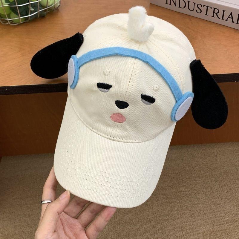 1Pcs Cute Embroidered Dog Baseball Cap Breathable Korean Style Cartoon Sun Hat Sunscreen Y2k Peaked Cap Mountaineering Hat