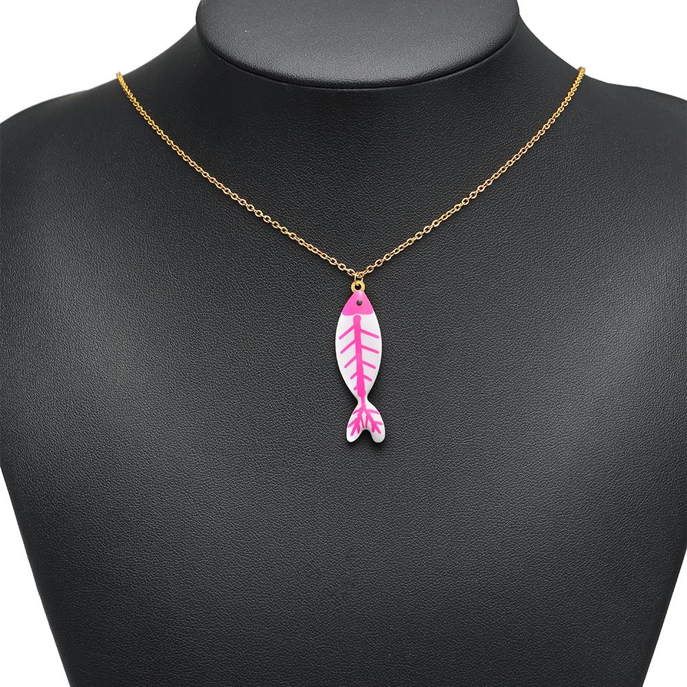 5pcs Stainless Steel Enamel Black Fish Bone Charms for DIY Jewelry Girls Necklace Pendants Kids Bracelet Women Earrings Making