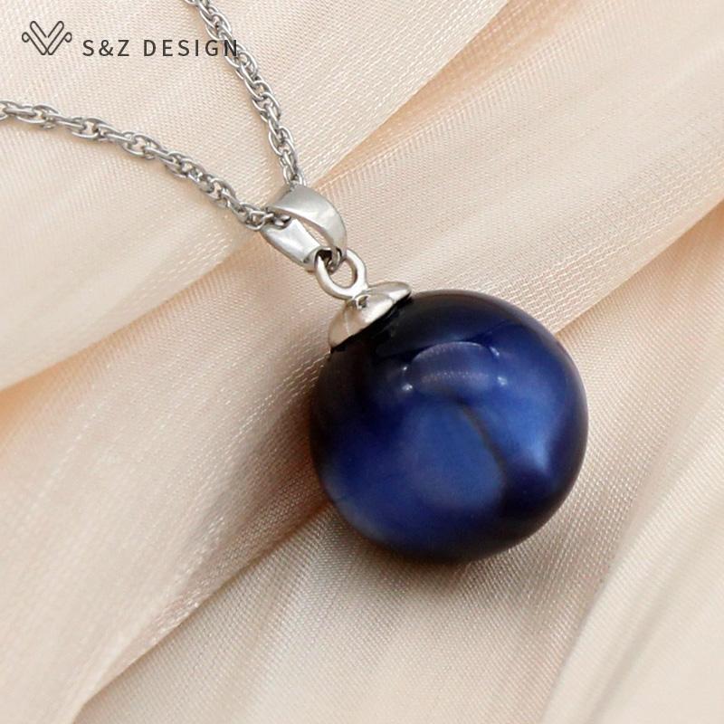 Fashion Rose Gold Color Round Acrylic Beads Pendant Necklace For Women Wedding Party Elegant Jewelry