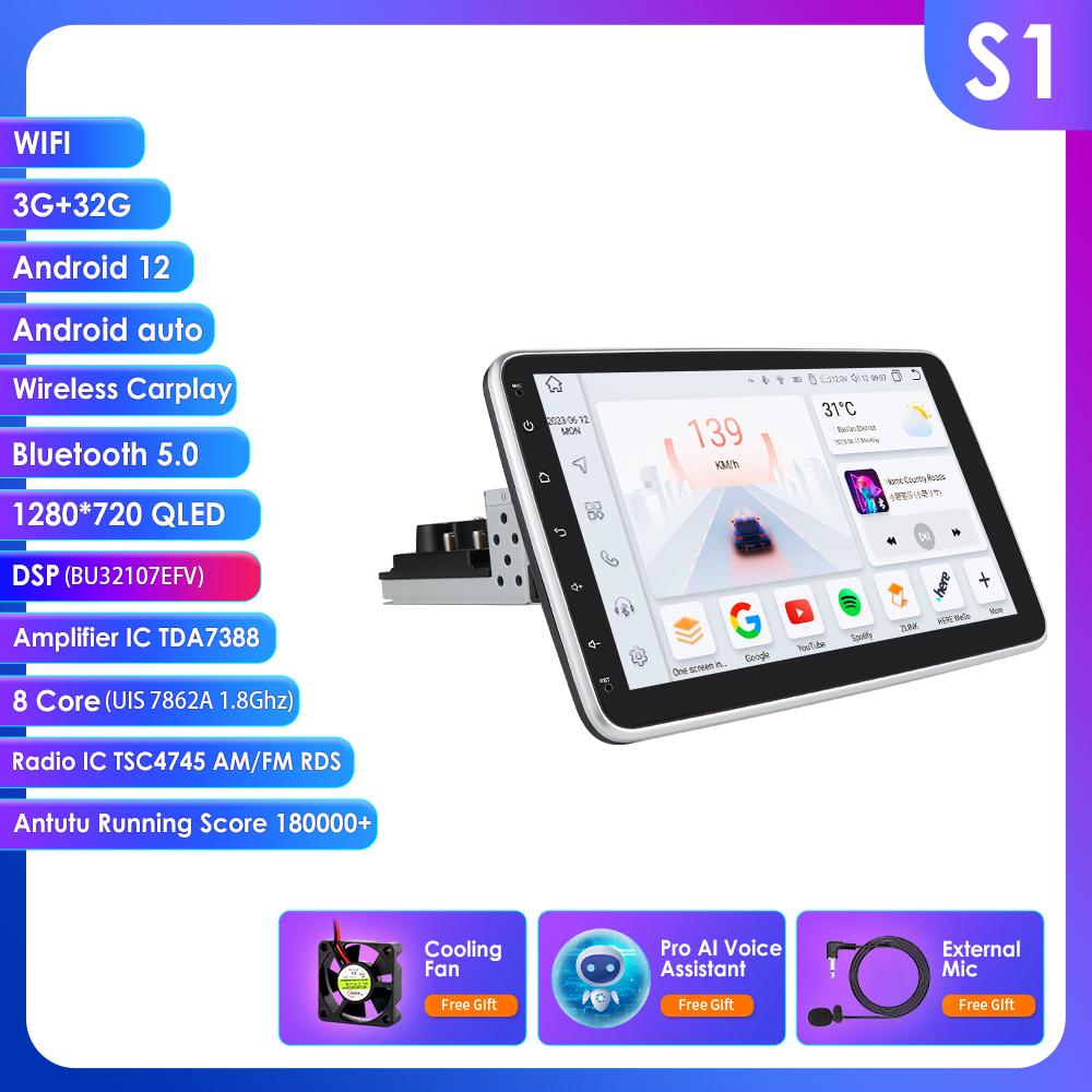 Car Multimedia Player Hizpo Rotatable 1 Din Android 13 Car Radio GPS Navigation Player