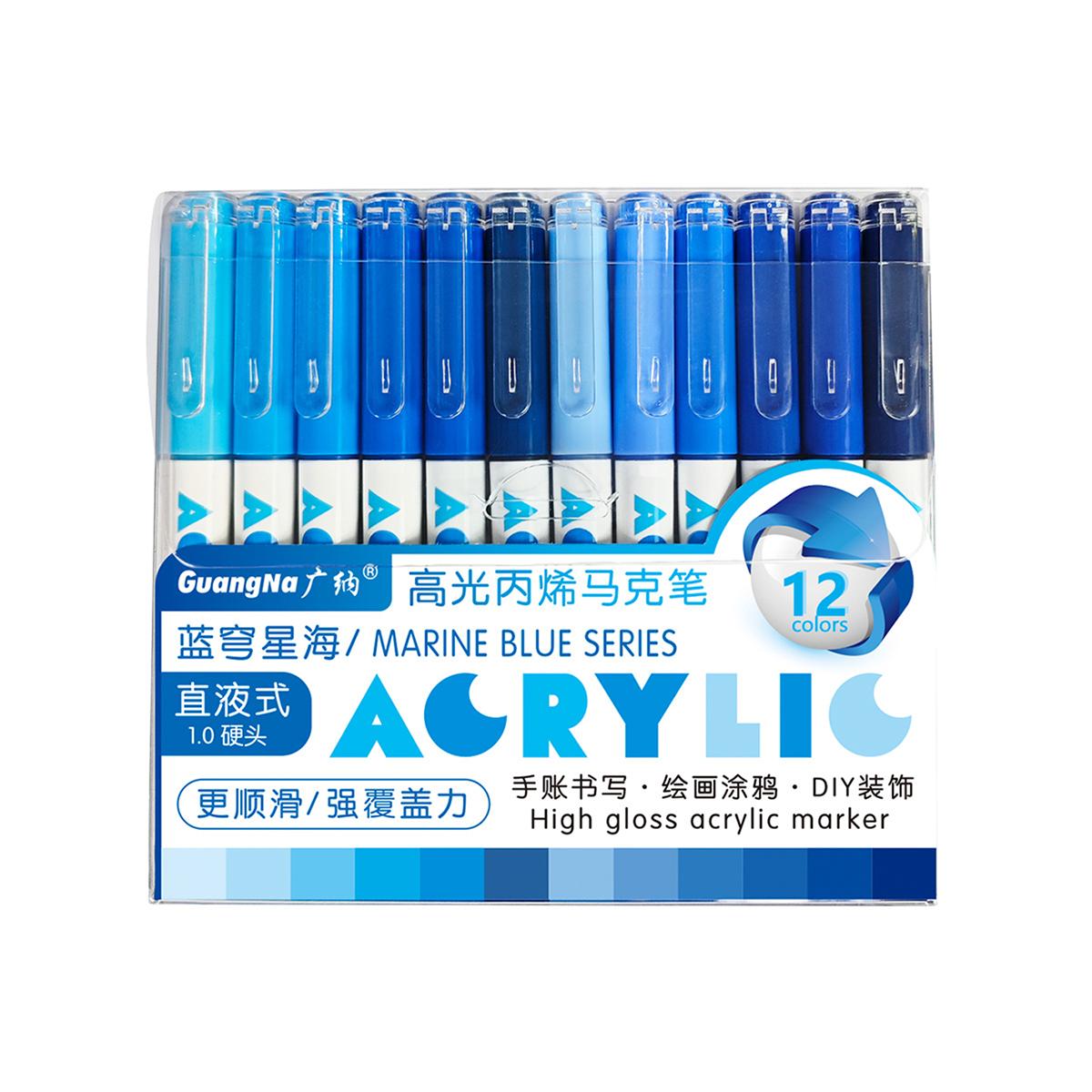 12 Kleuren/Doos Directe Vloeibare Harde Punt Hoge Glans Acryl Marker, Geschikt voor Studentenschrift Schrijven, DIY Schilderen en Graffiti