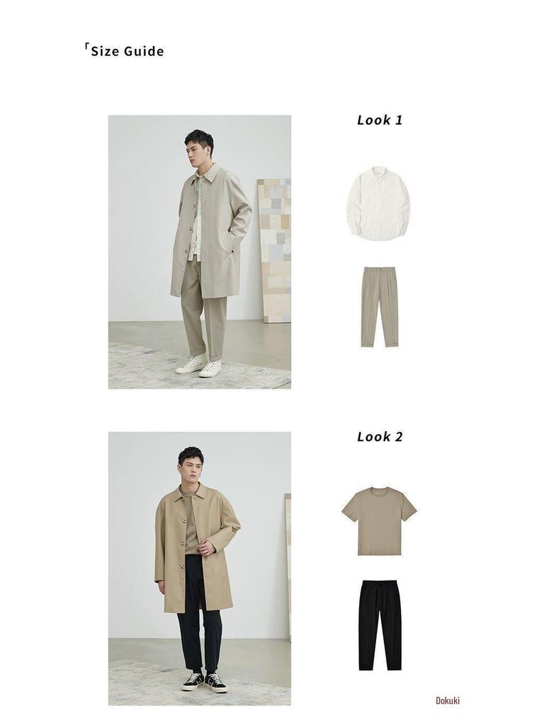 Men's Khaki Mid-Length Cityboy Trench Coat for Larger Sizes