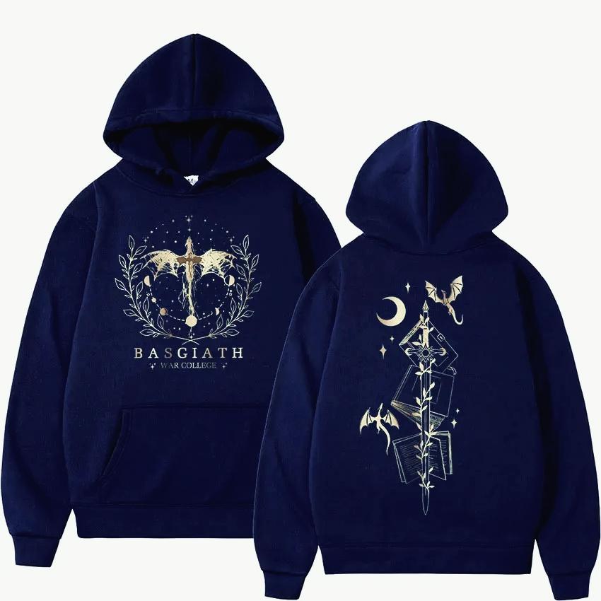 Basgiath War College Fourth Wing Hoodie Herren Damen Mode Retro Drachenreiter Sweatshirt Kleidung Übergroßer Kapuzenpullover