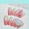 Handmade Plush Pink Bear Nail Stickers With Gradient Aurora Effect Cute And Sweet Style